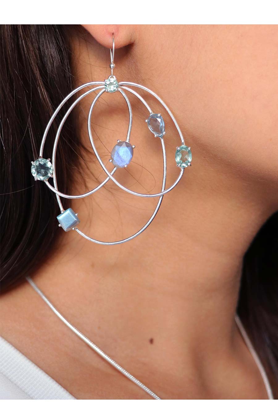 Bluette Multigem Hoop Earrings