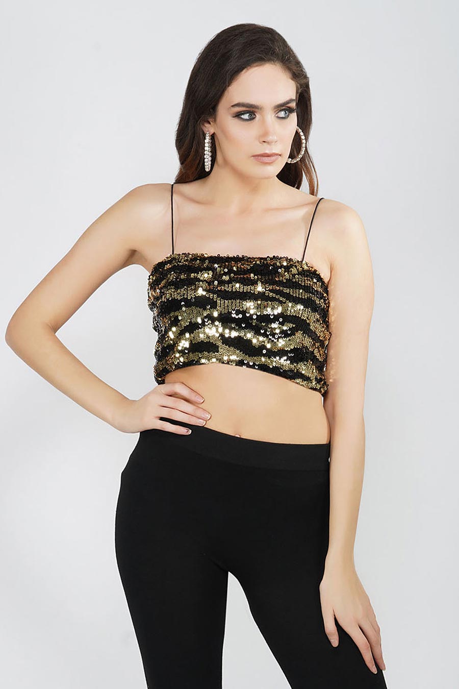 Gold Strappy Tank Top