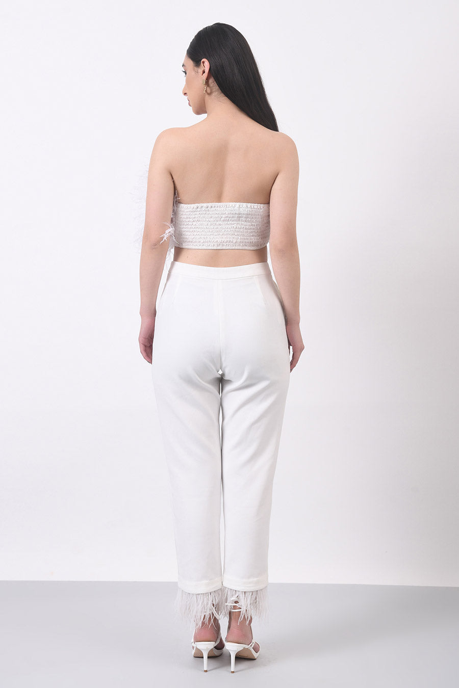 White Feather Crop Top