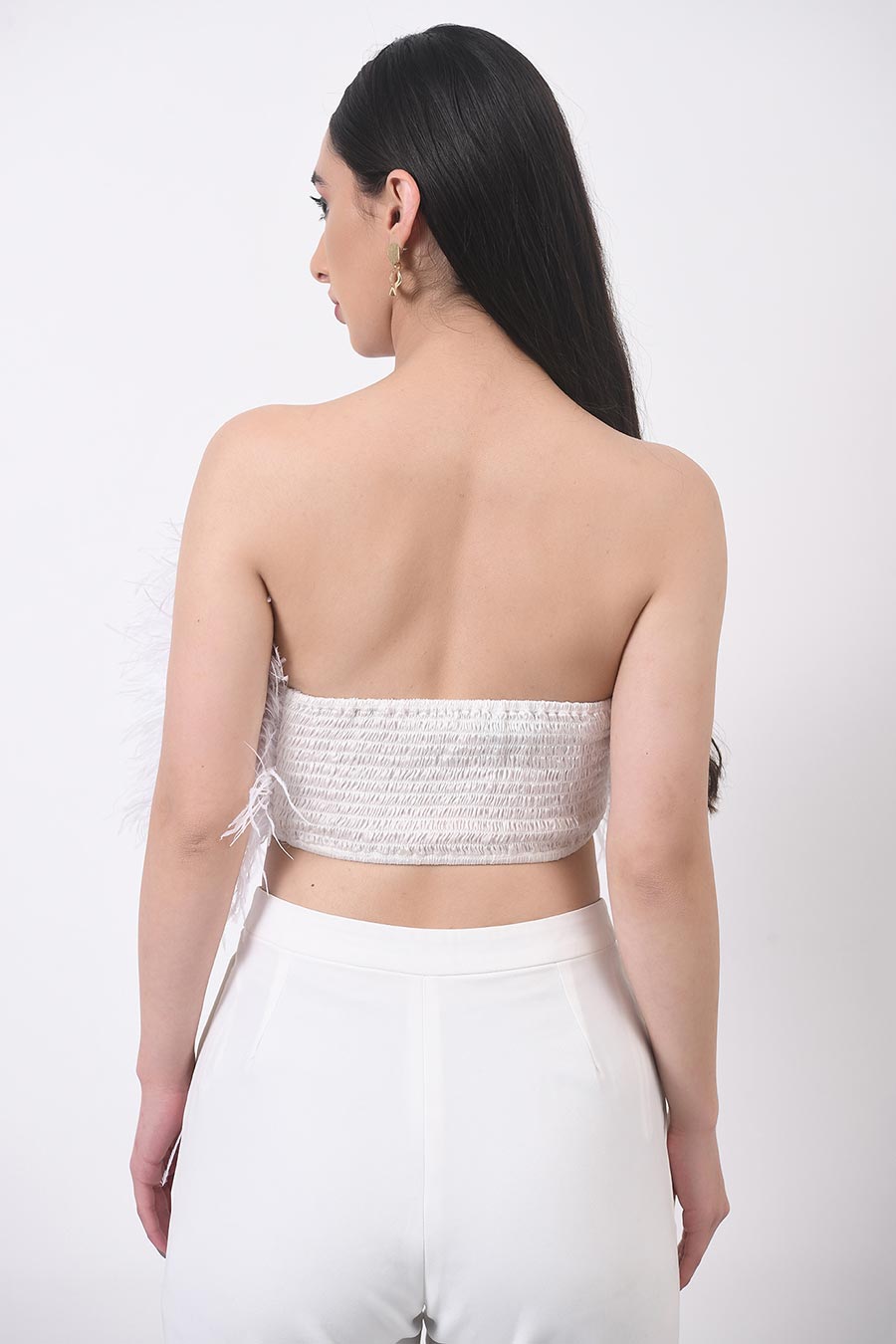 White Feather Crop Top