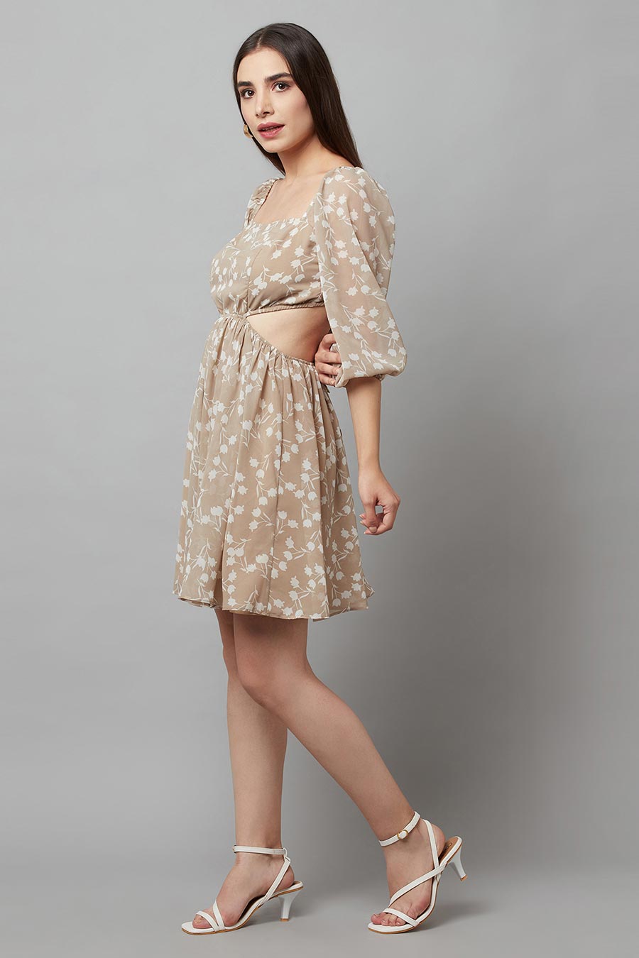 Beige Cut-Out Dress