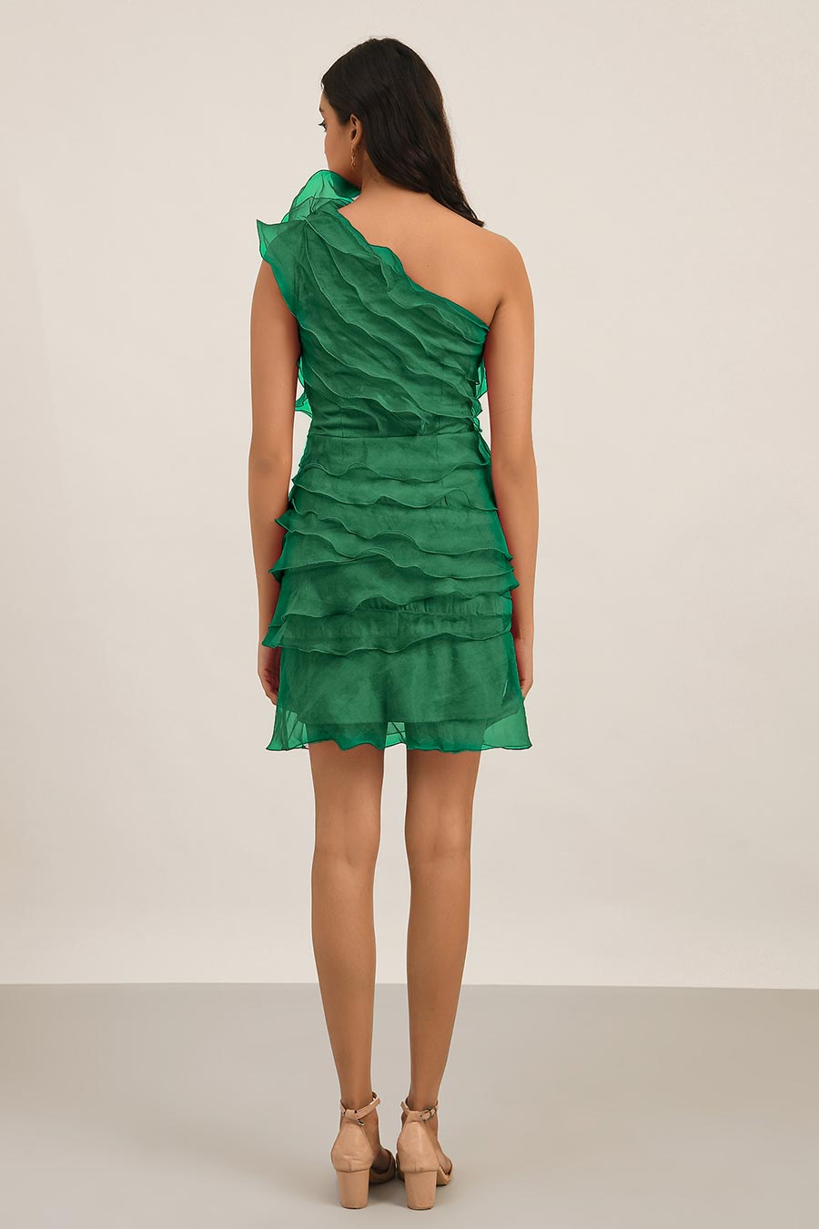 Green Multi Tier Ruffle Dress
