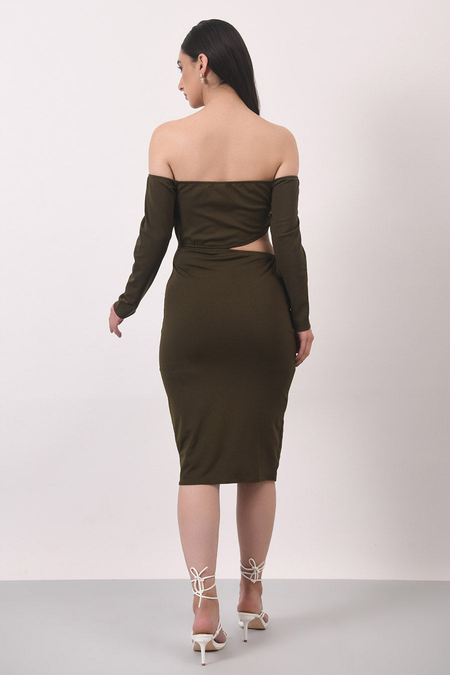 Brown Cut Out Bodycon Dress