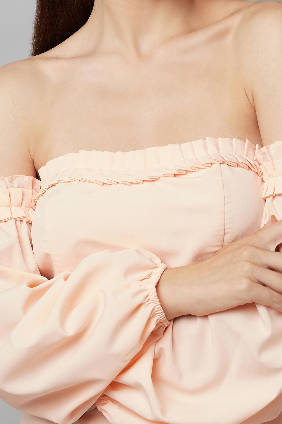 Peach Pleated Dress