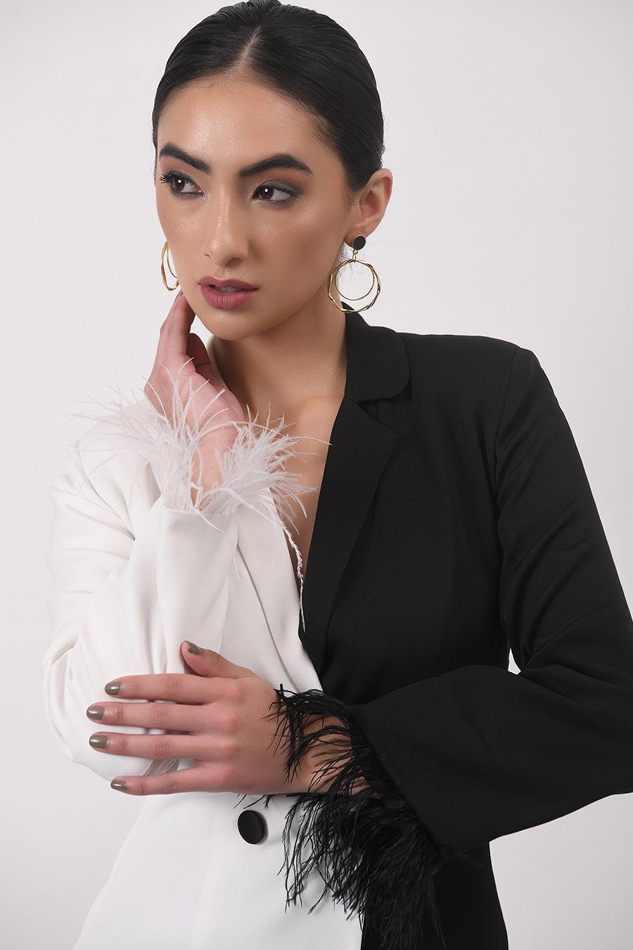 White & Black Mini Blazer Dress