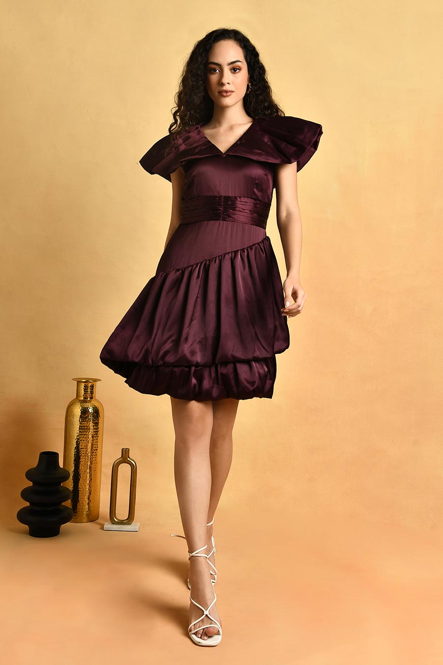 Wine Ruched Dress