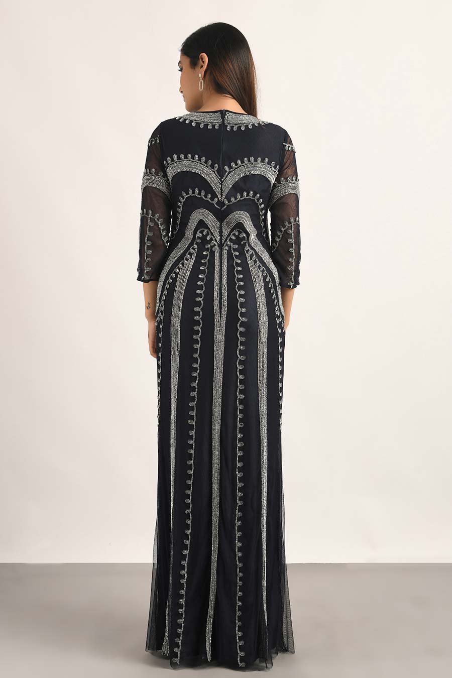 Blue Embellished Gown Dress