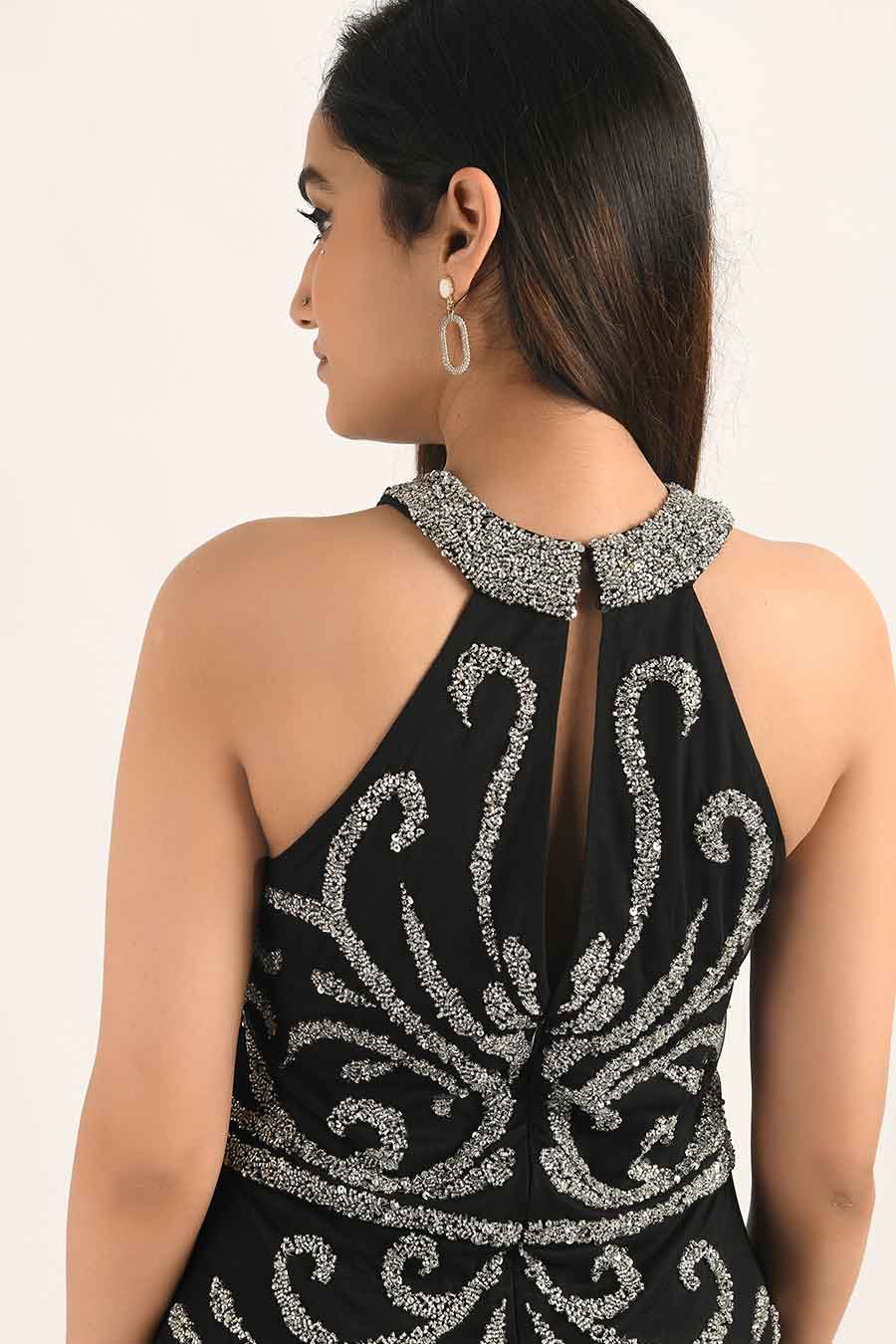 Black Embellished Gown Dress