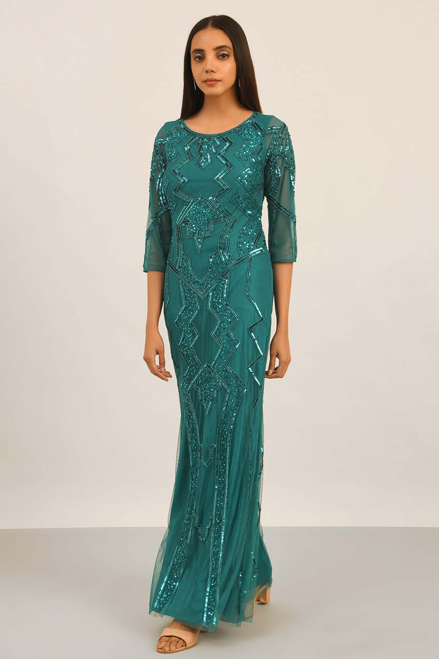 Teal Embellished Dress