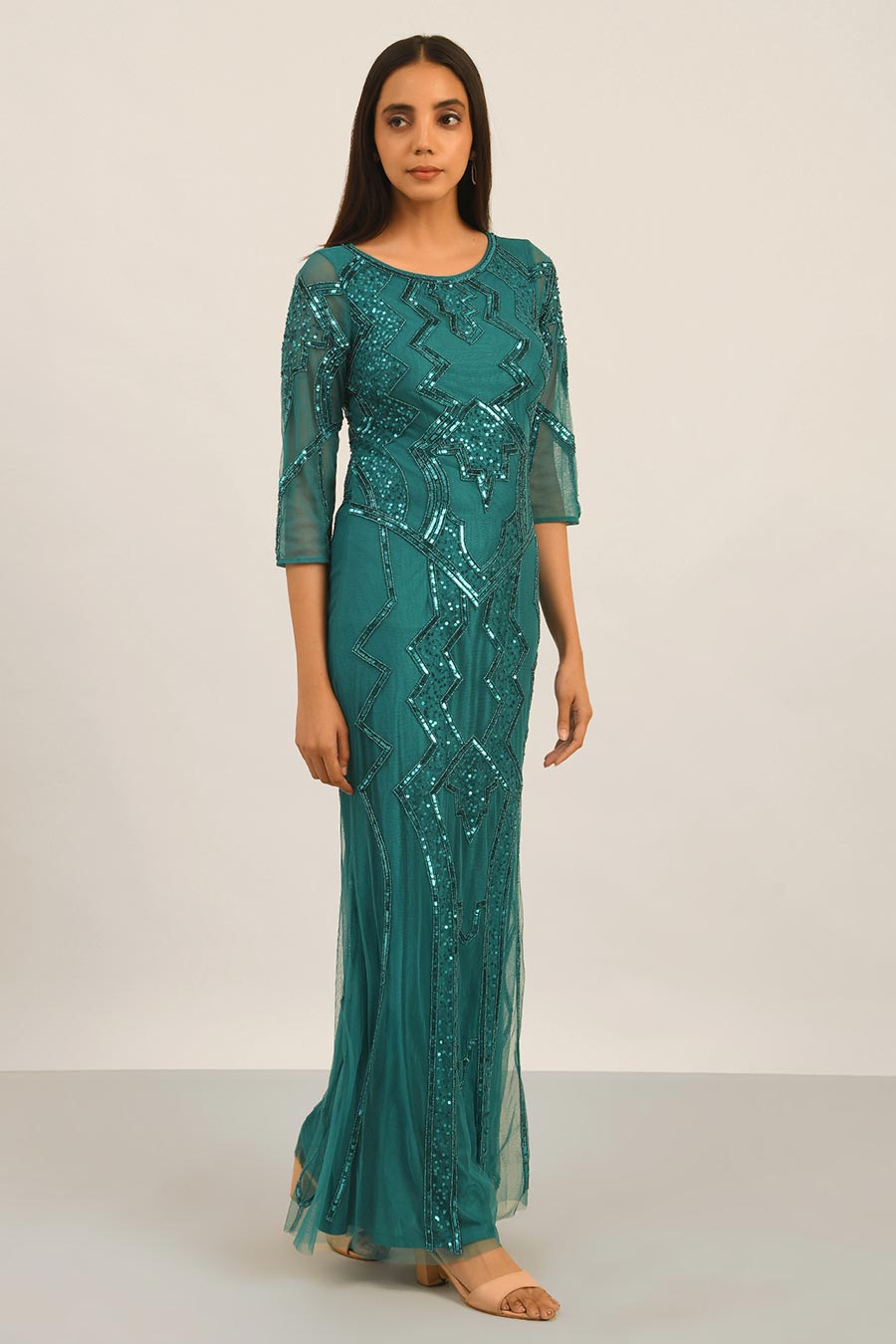 Teal Embellished Dress