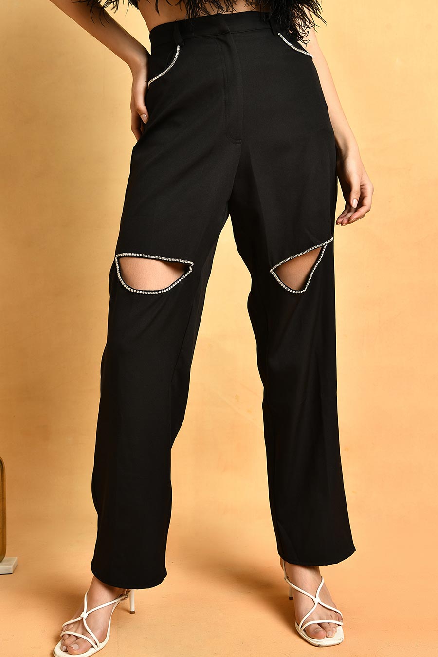 Black Cut-Out Pants