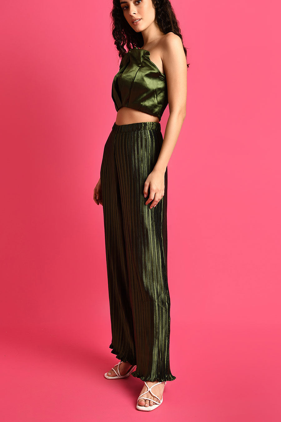 Green Pleated Pants