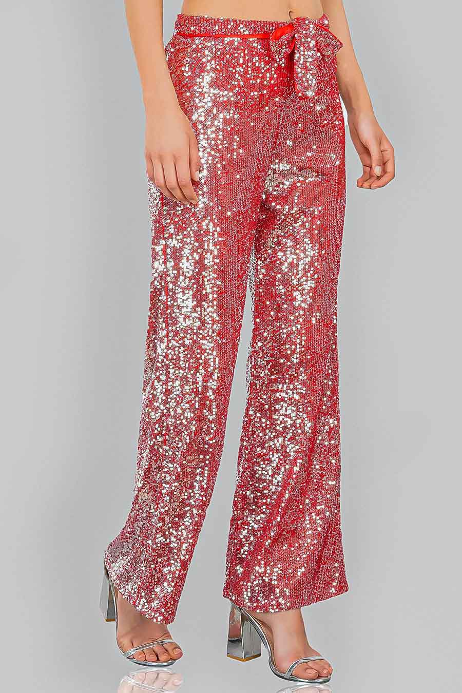 Red Sequined Pants
