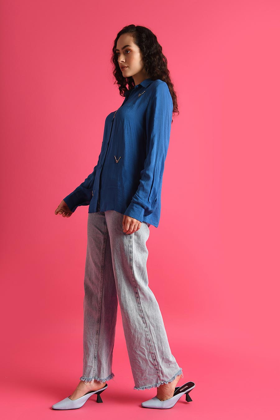 Blue Embellished Shirt