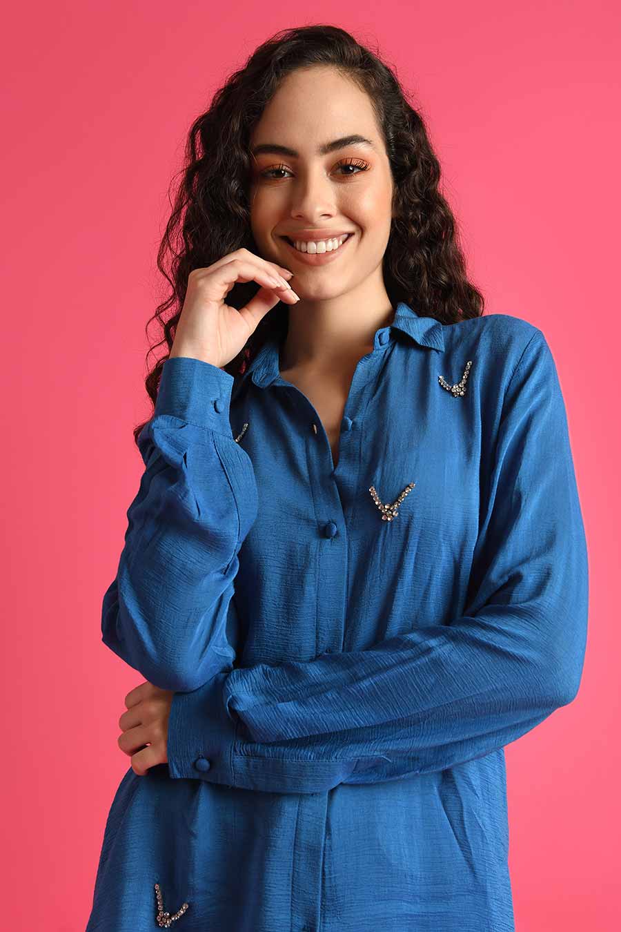 Blue Embellished Shirt