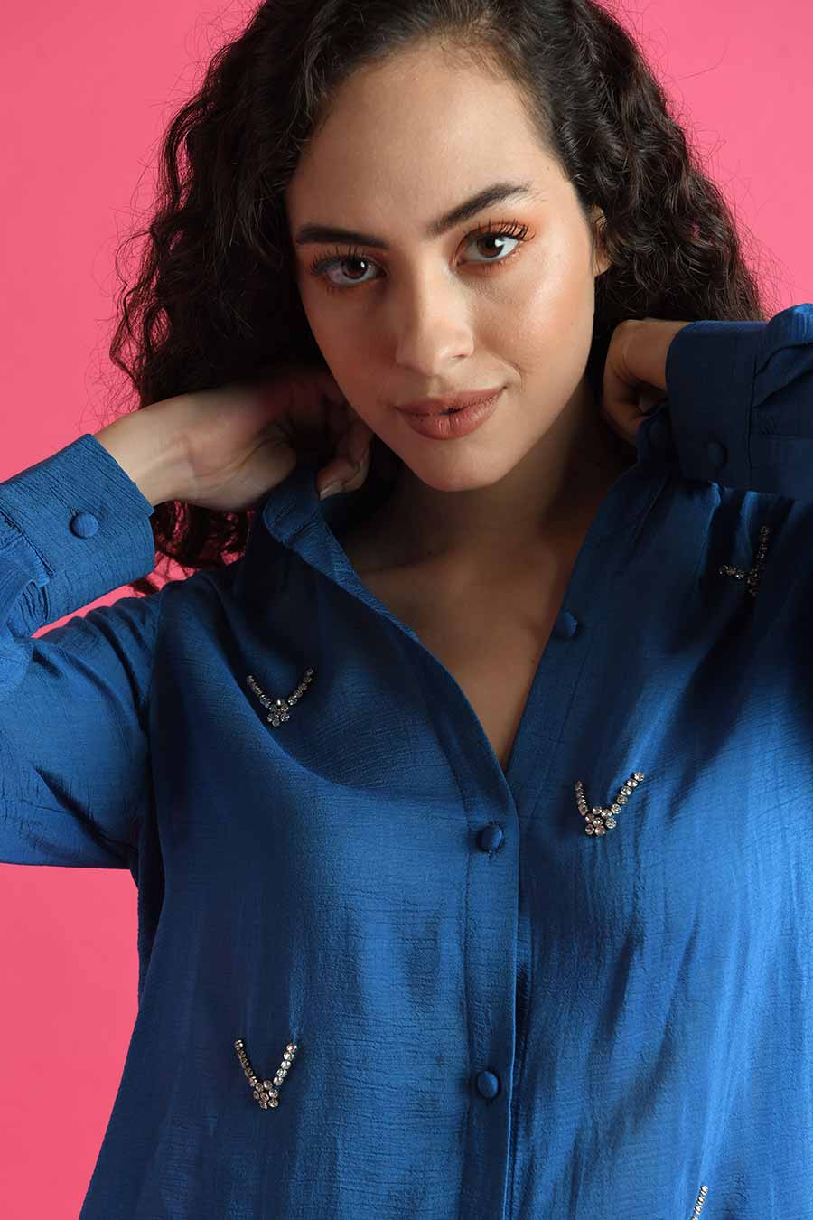Blue Embellished Shirt