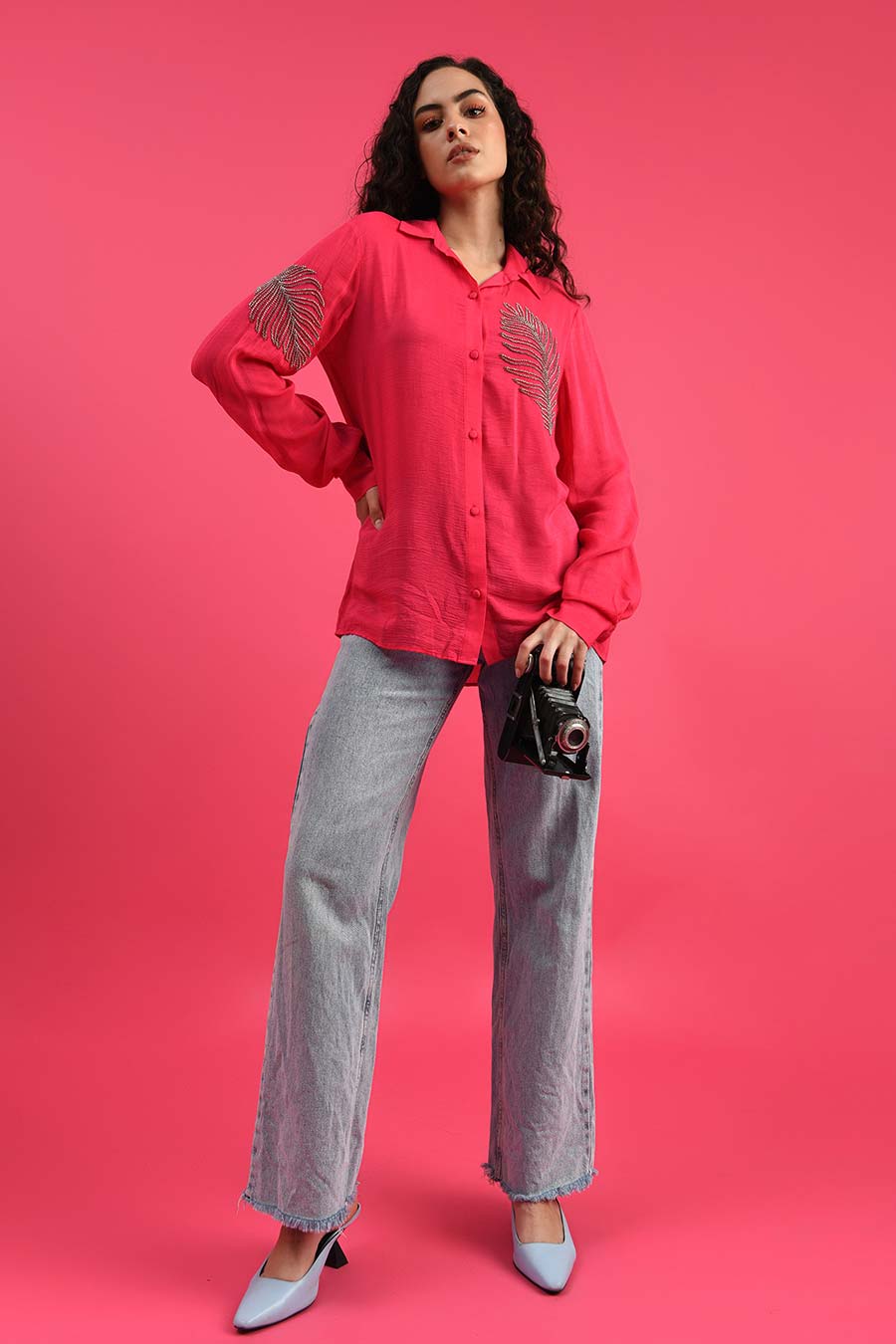 Pink Embellished Shirt