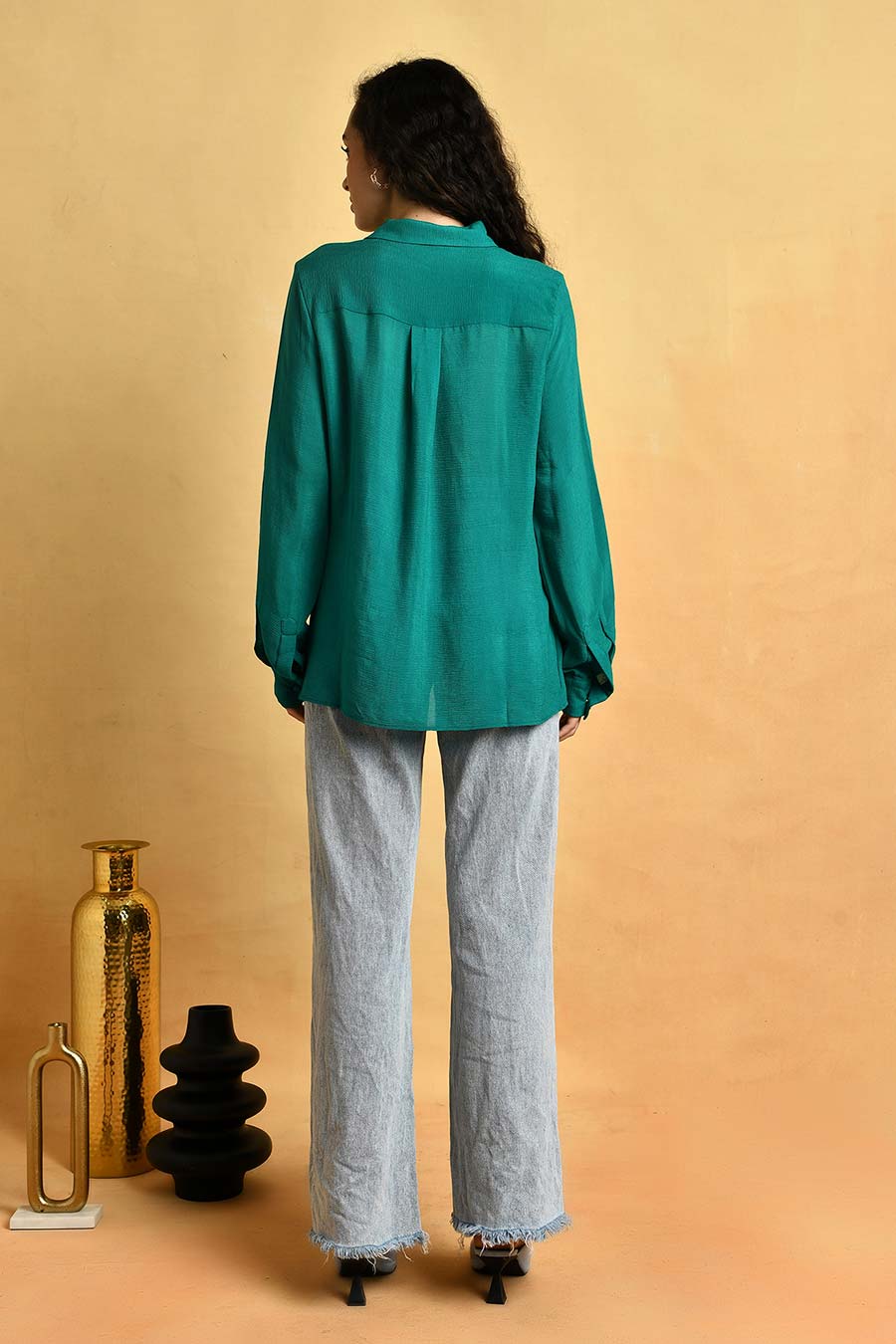 Green Embellished Shirt