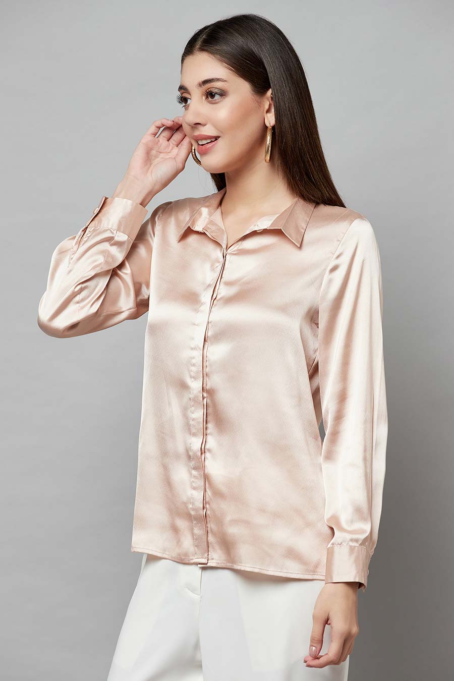 Beige Satin Shirt