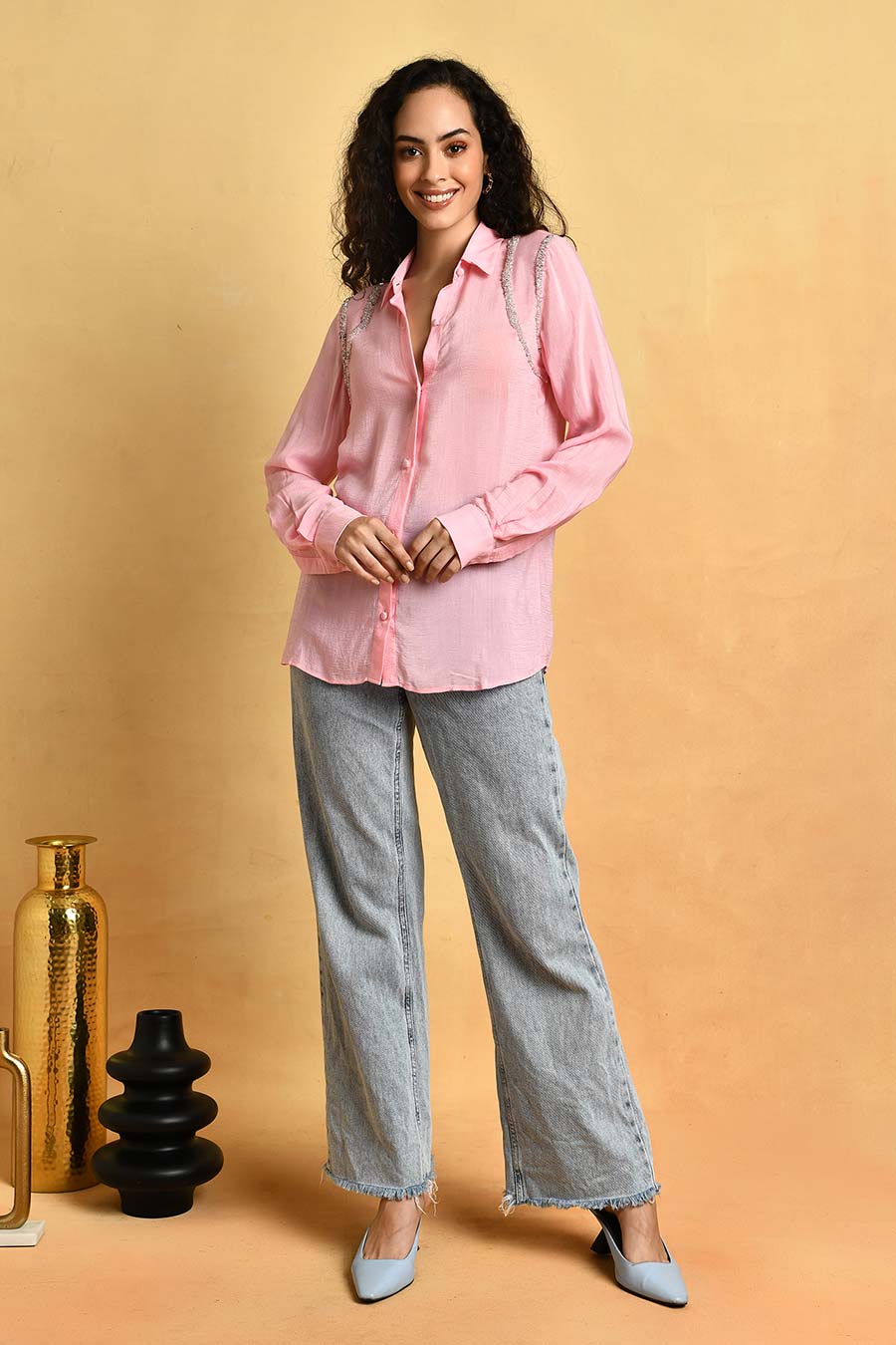 Pink Embellished Shirt