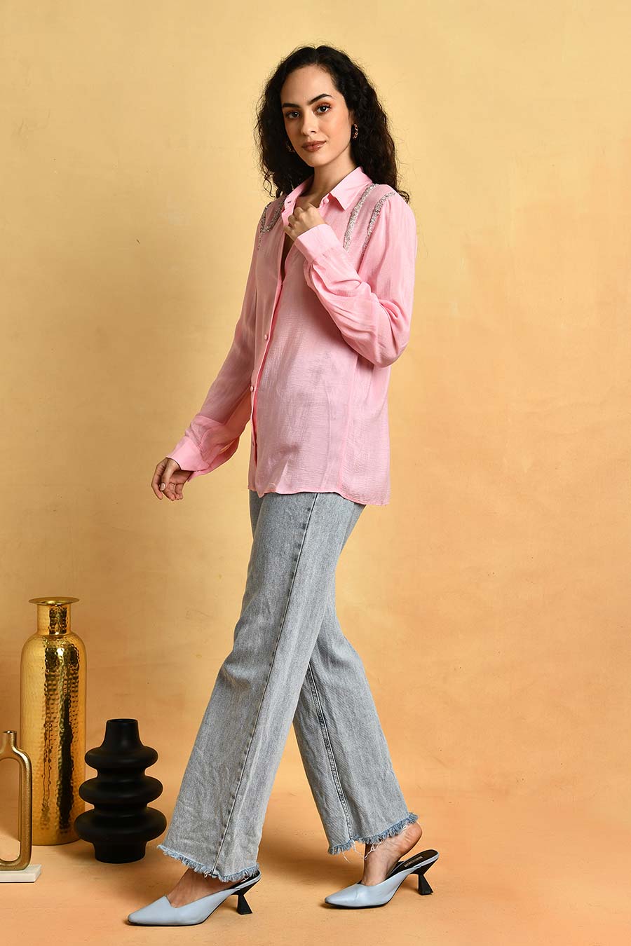 Pink Embellished Shirt