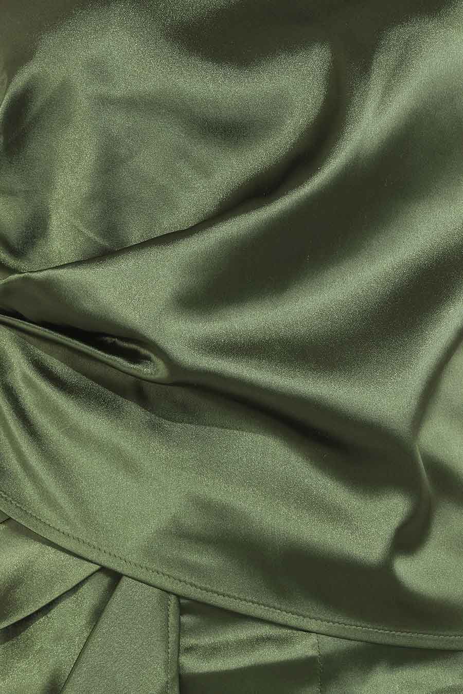 Green Pleated Wrap Skirt