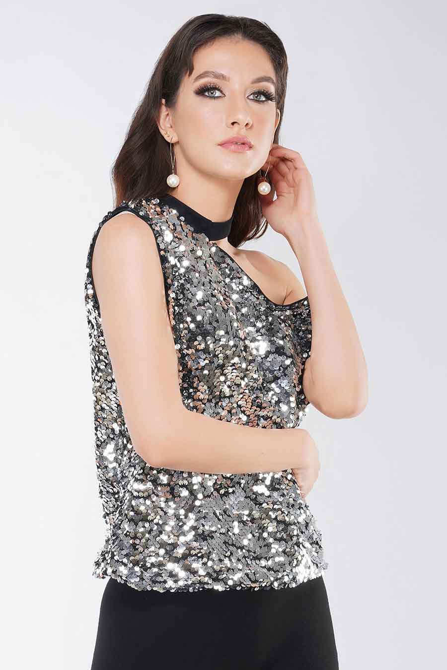 Silver Sequined Top