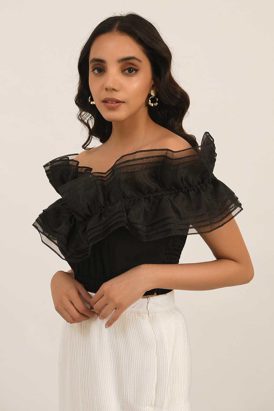 Black Ruffle Top