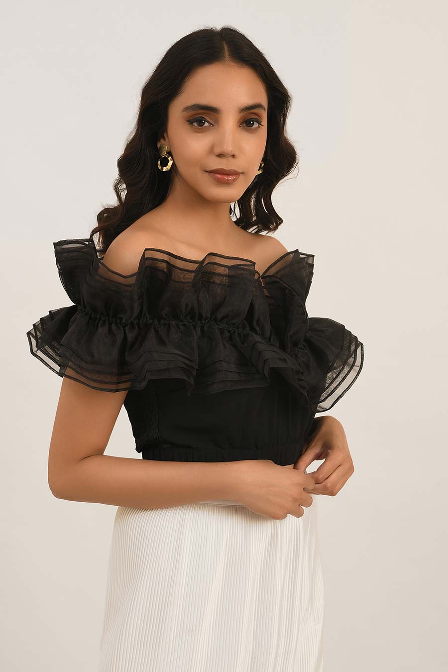 Black Ruffle Top