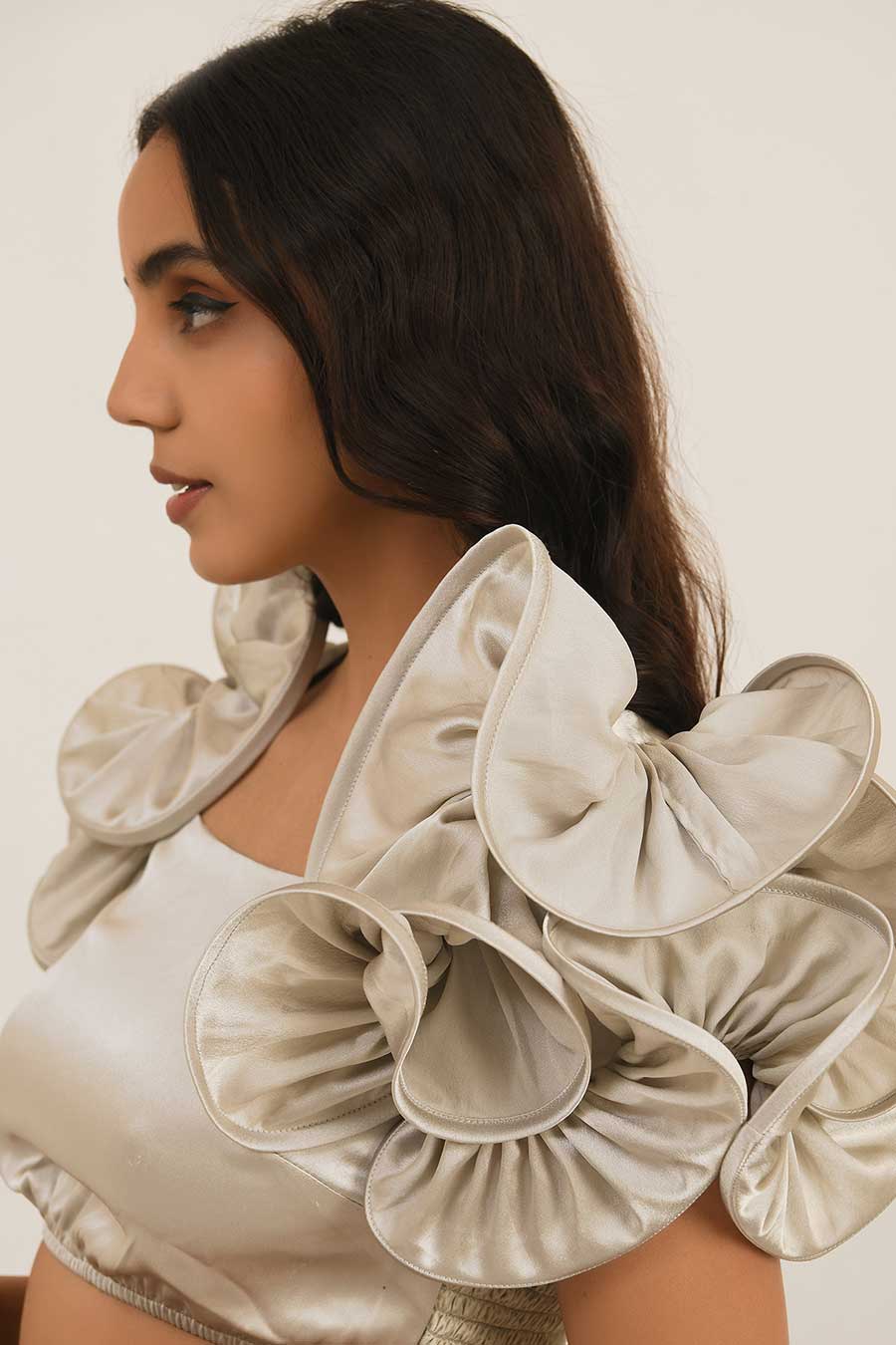 Grey Ruffle Sleeve Top