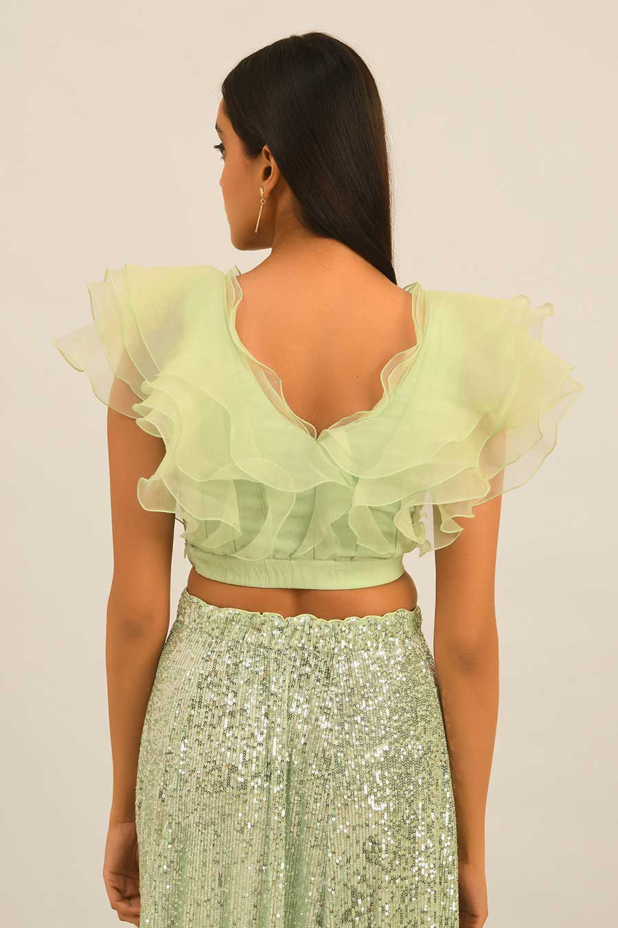 Green Ruffle Top