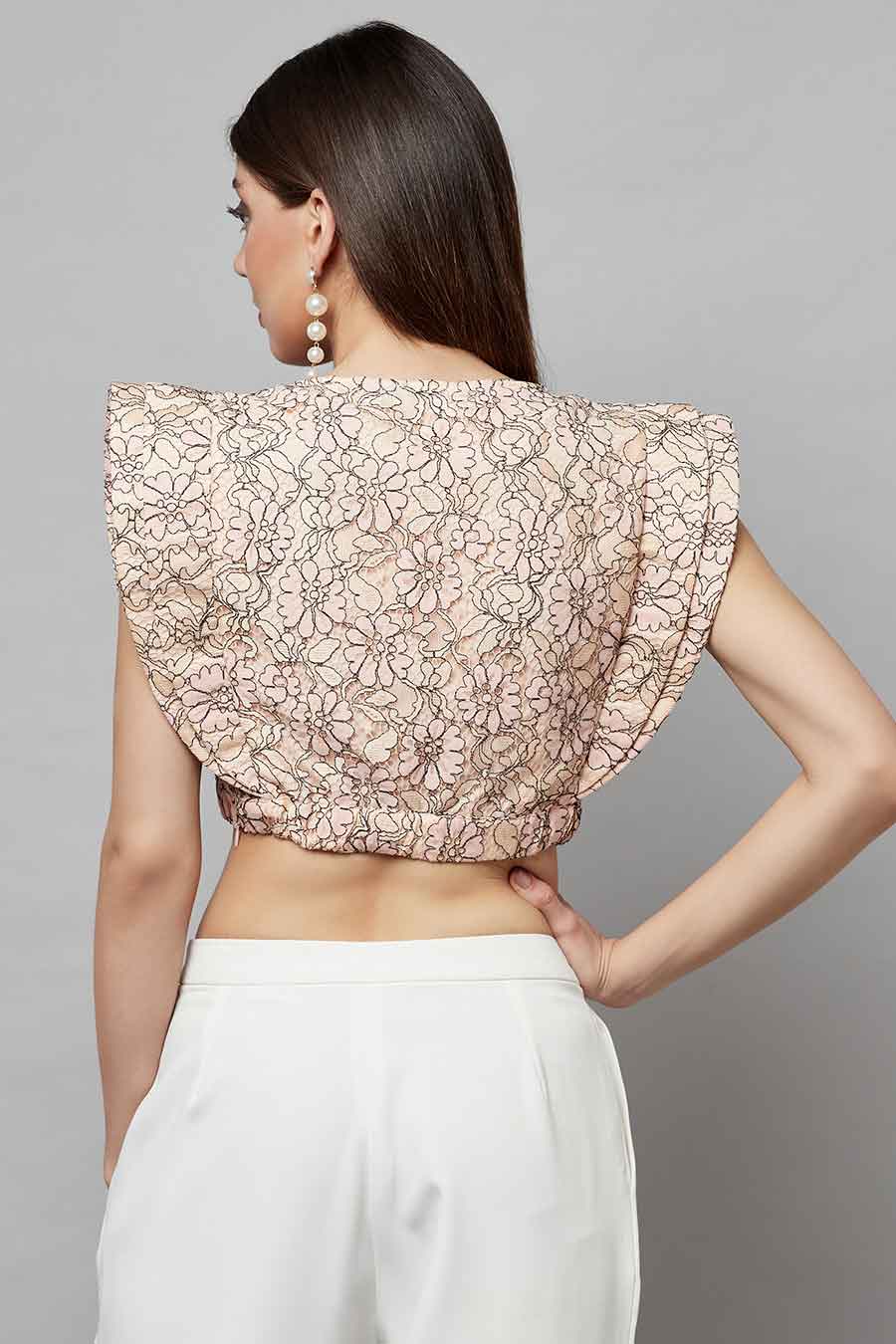 Beige Printed Top