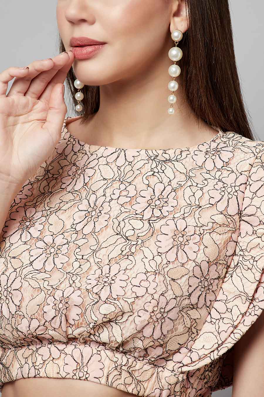 Beige Printed Top