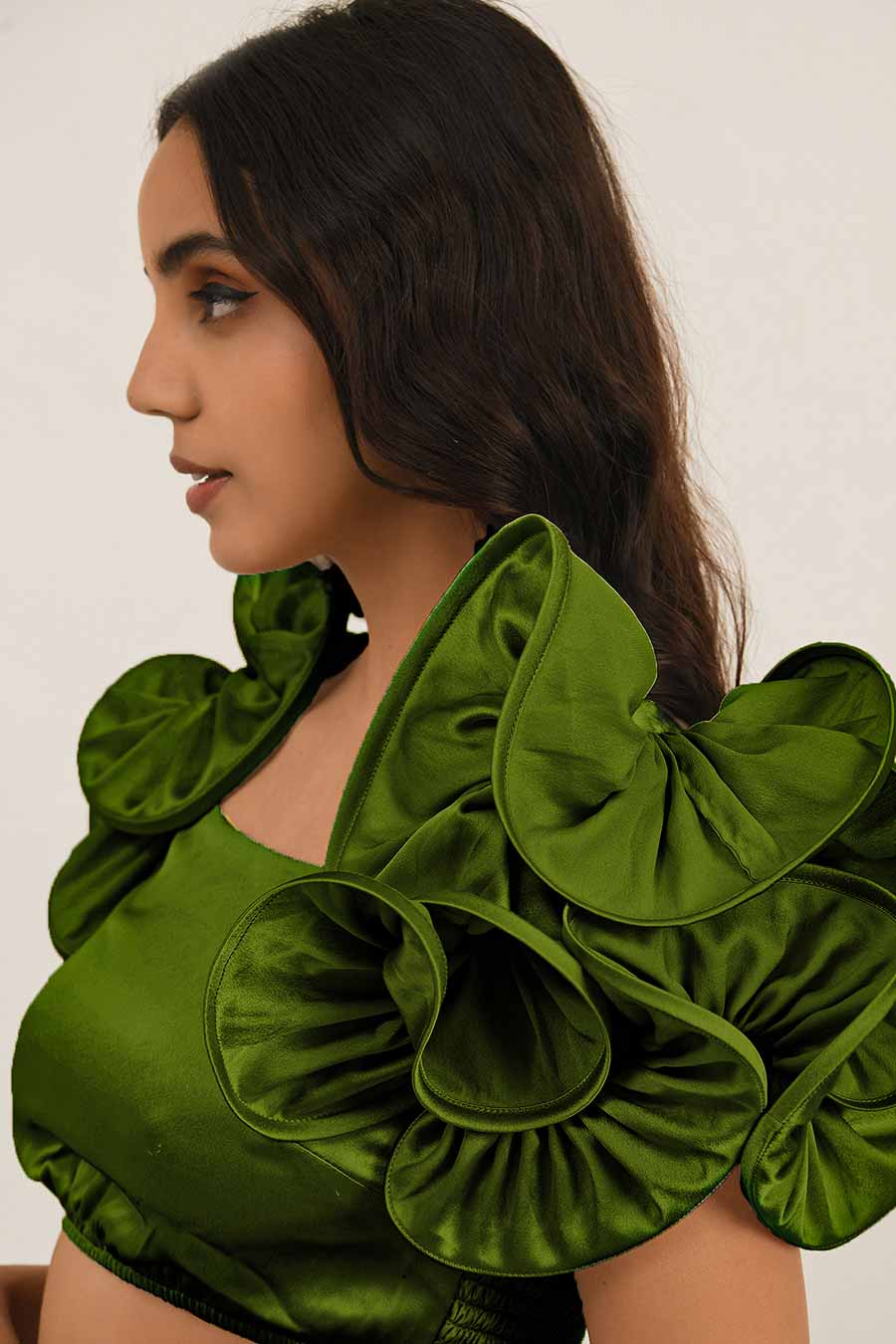 Green Ruffle Sleeve Top