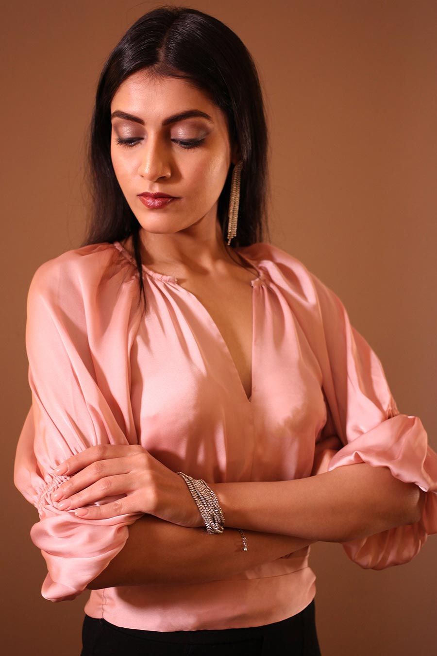 Pink Puffed Sleeves Top