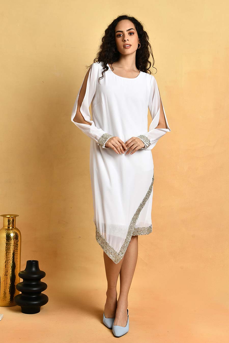 White Asymmetric Dress