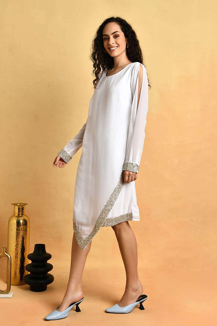 White Asymmetric Dress