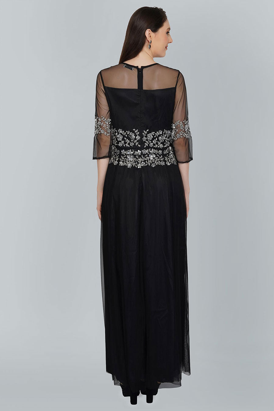 Embellished Black Gown Dress
