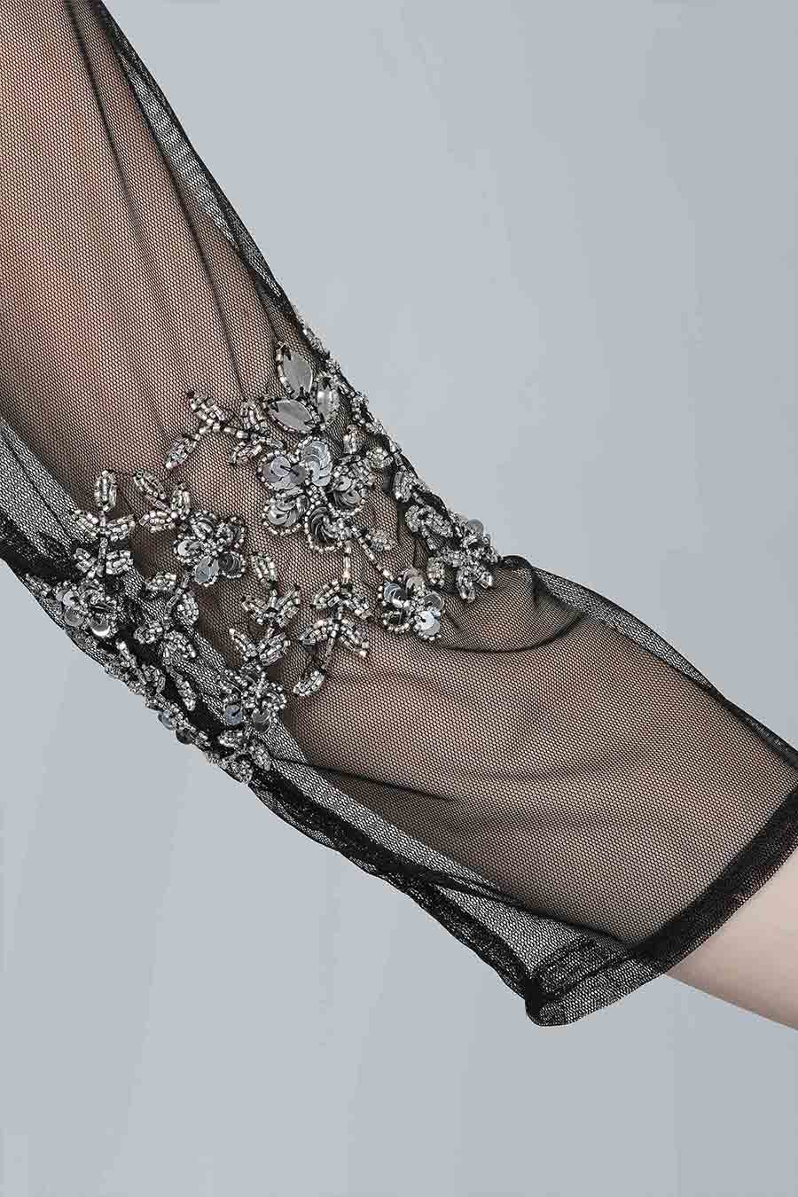 Embellished Black Gown Dress