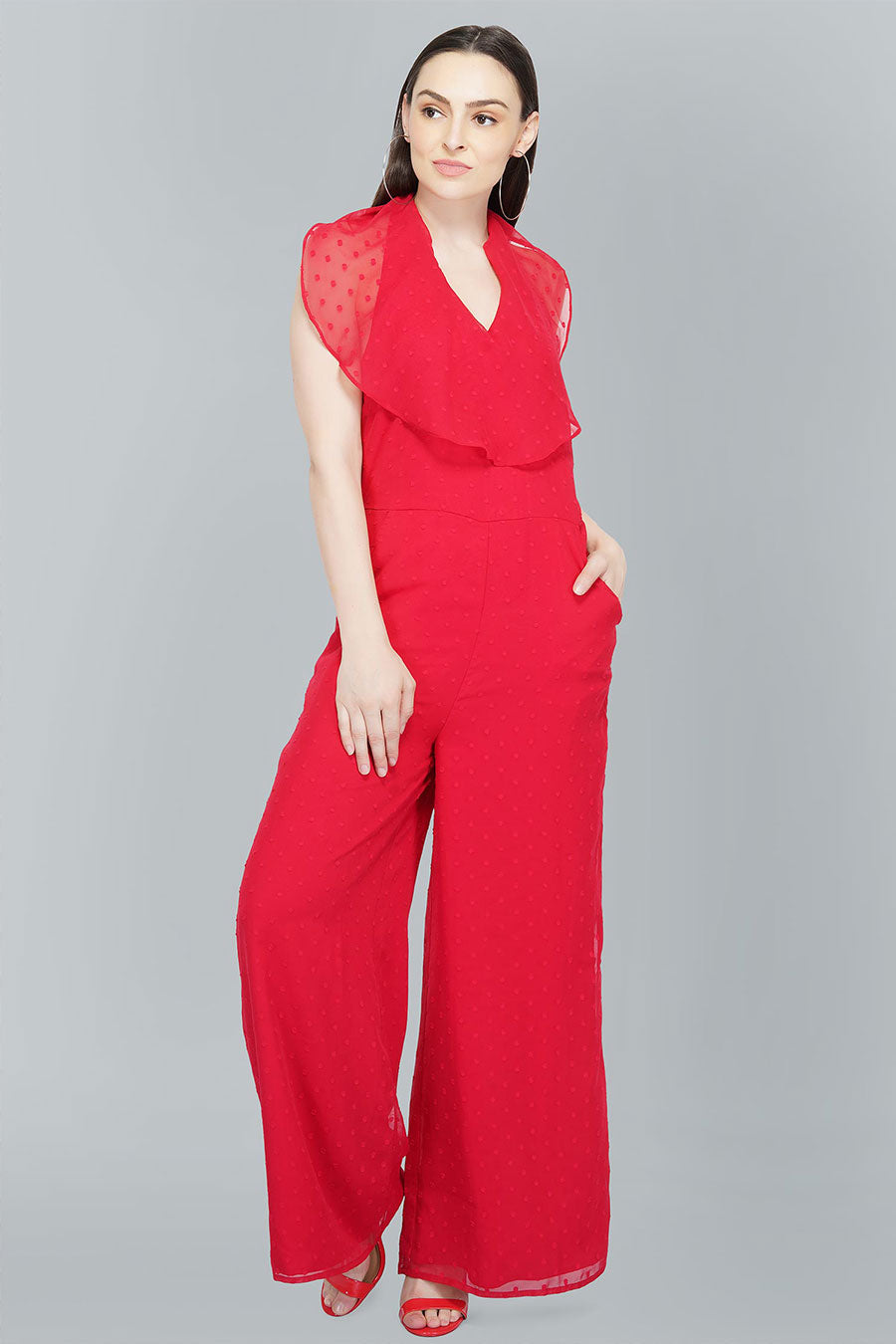 Red Dobby Jumpsuit