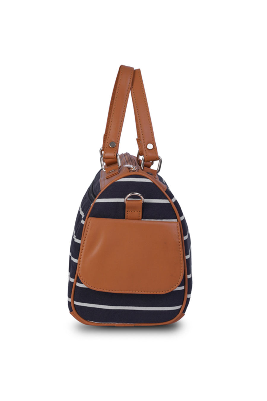 Black Striped Mini Duffle with Side Pockets