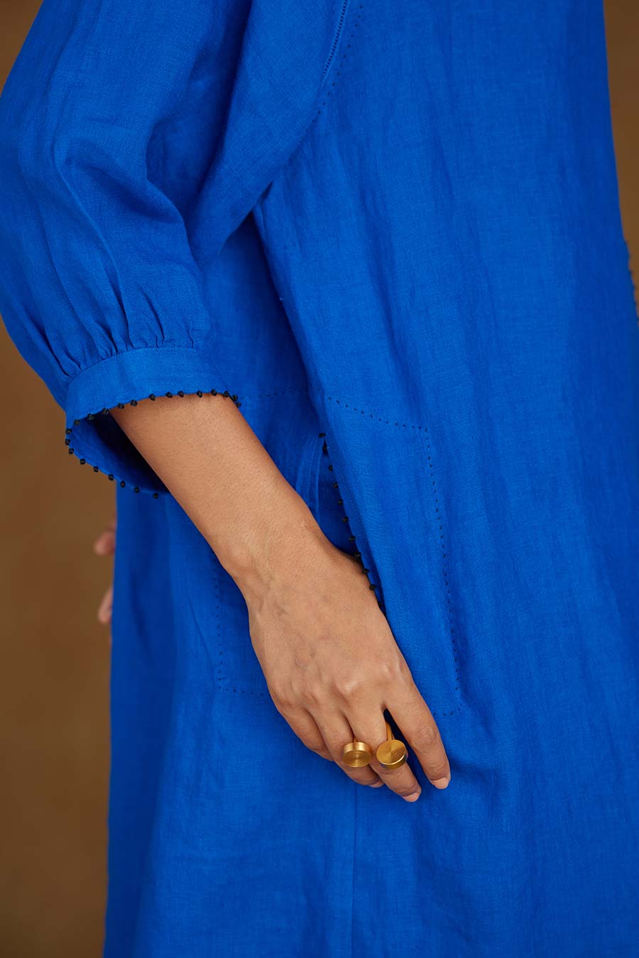 Blue Linen Kurta Set