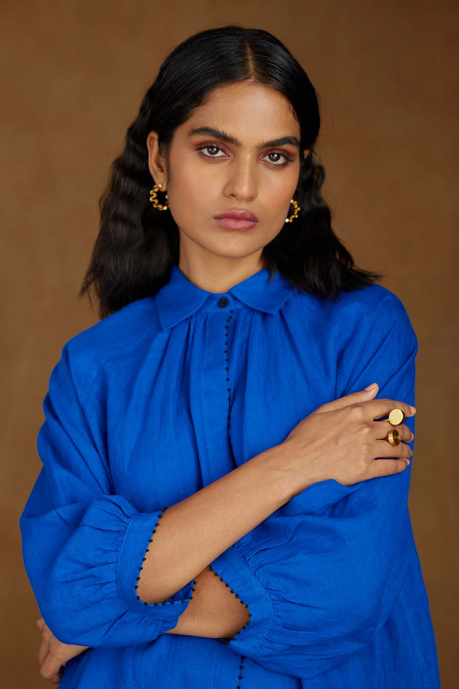 Blue Linen Kurta Set