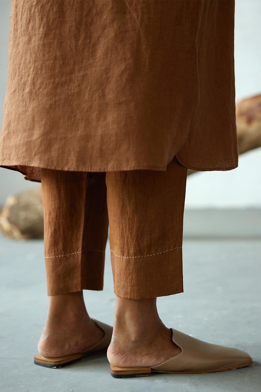 Brown Linen Kurta Set