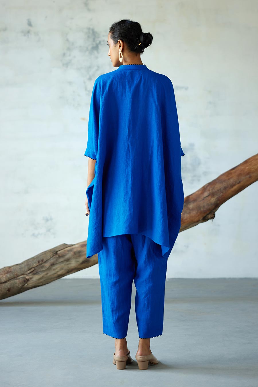 Blue Linen Kurta Set