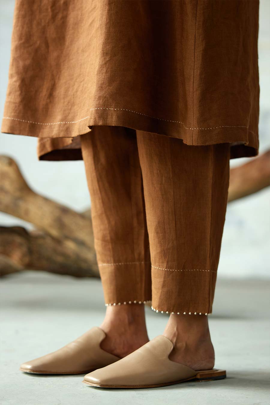 Brown Linen Kurta Set