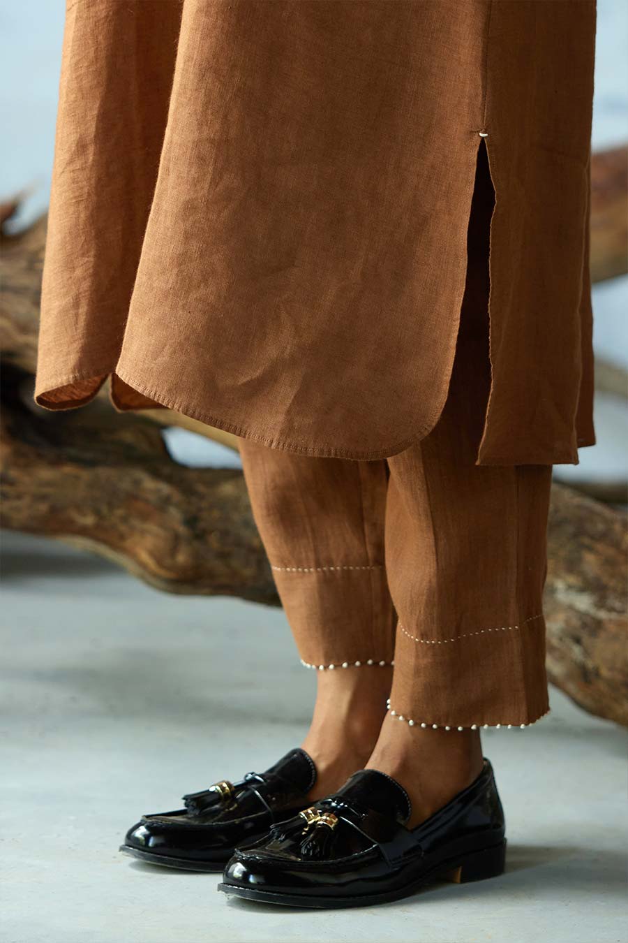 Brown Linen Kurta Set