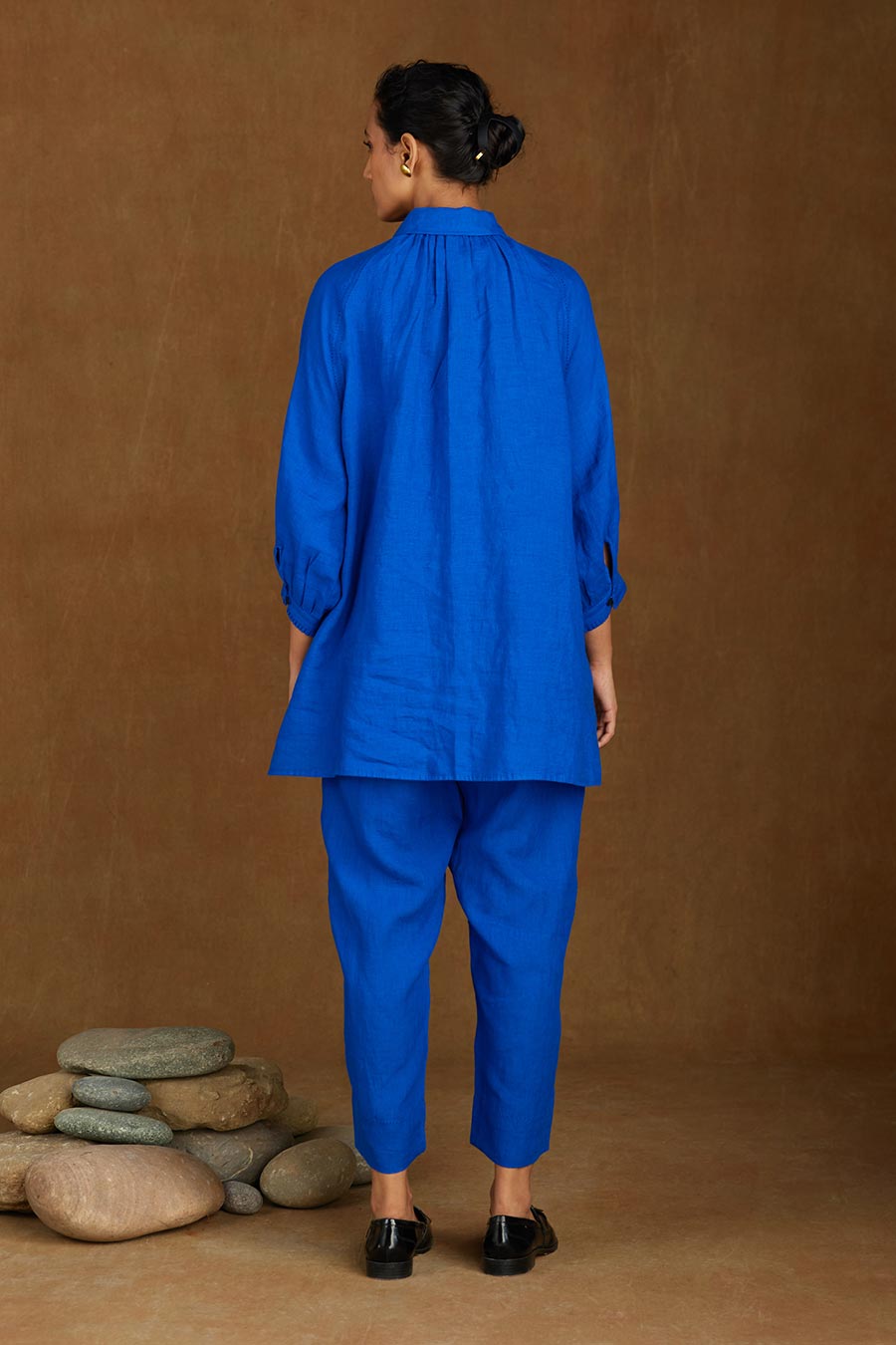 Blue Linen Kurta Set