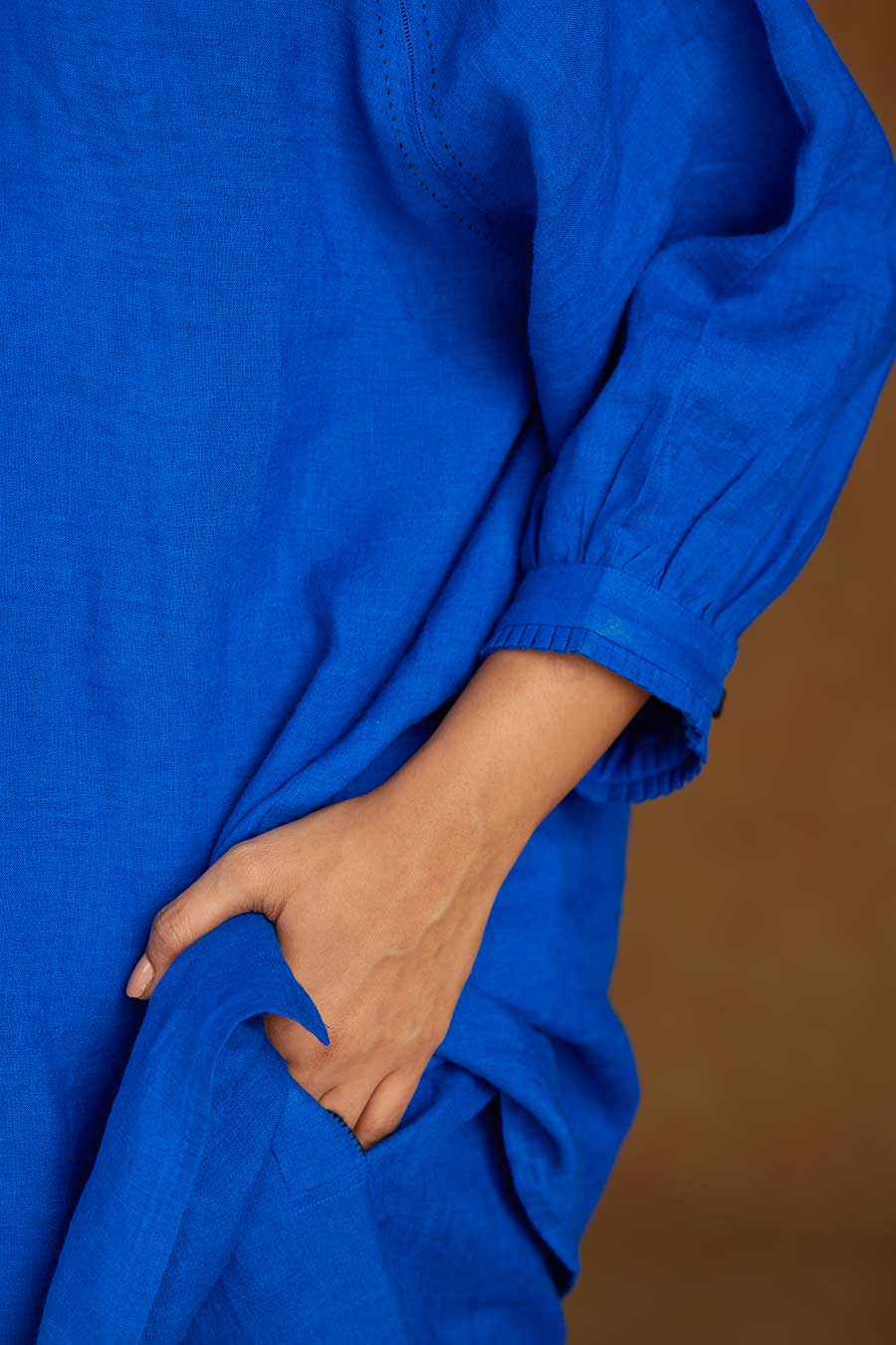 Blue Linen Kurta Set