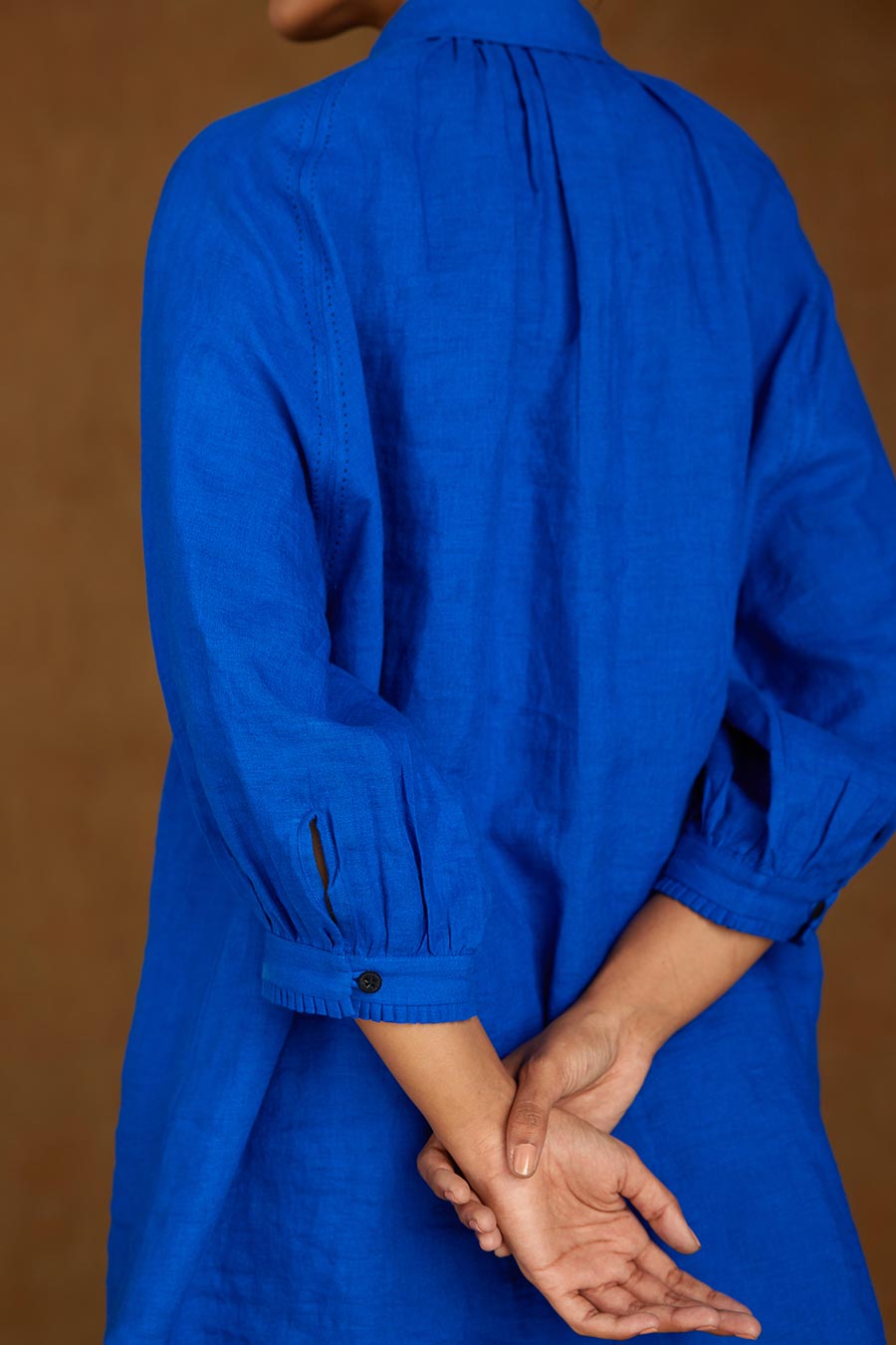 Blue Linen Kurta Set